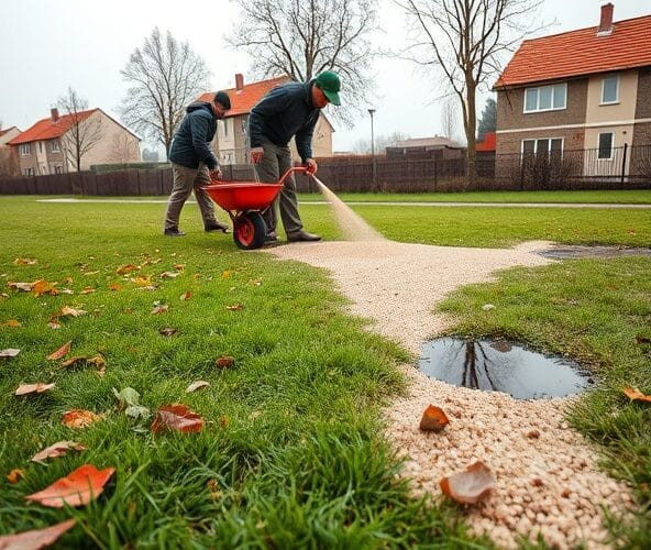 Czy piaskowanie trawników w Milanówku przed zimą zmniejszy kałuże?