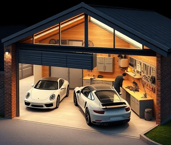 Jak zaplanować garaż 9×6 z wiatą, aby zmieścić dwa auta i warsztat?